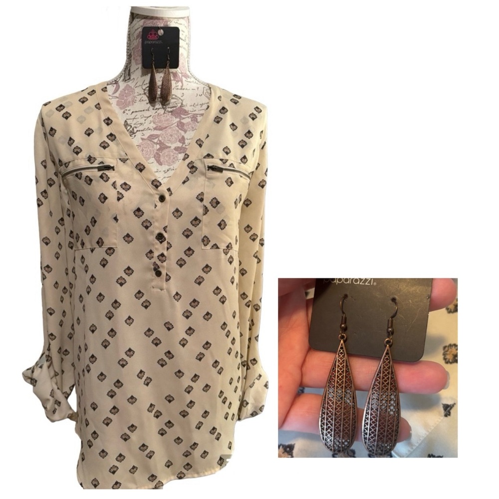 Maurices Cream and Black Blouse